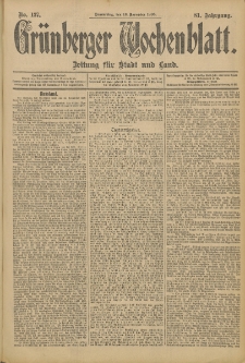Gr&uuml;nberger Wochenblatt: Zeitung f&uuml;r Stadt und Land, No. 137. (16. November 1905)