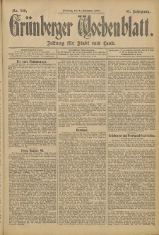 Grünberger Wochenblatt: Zeitung für Stadt und Land, No. 139. (21. November 1905)
