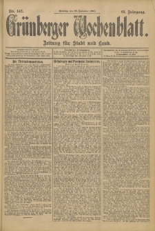 Grünberger Wochenblatt: Zeitung für Stadt und Land, No. 142. (28. November 1905)
