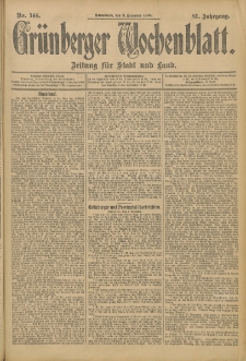 Gr&uuml;nberger Wochenblatt: Zeitung f&uuml;r Stadt und Land, No. 144. (2. Dezember 1905)