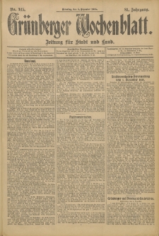 Grünberger Wochenblatt: Zeitung für Stadt und Land, No. 145. (5. Dezember 1905)