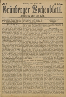 Gr&uuml;nberger Wochenblatt: Zeitung f&uuml;r Stadt und Land, No. 2. (4. Januar 1900)