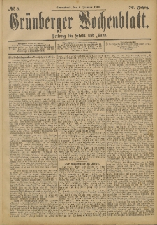 Gr&uuml;nberger Wochenblatt: Zeitung f&uuml;r Stadt und Land, No. 3. (4. Januar 1900)