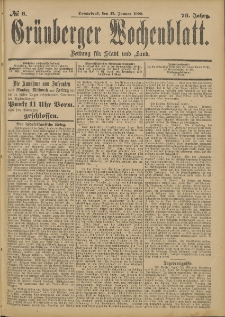 Gr&uuml;nberger Wochenblatt: Zeitung f&uuml;r Stadt und Land, No. 6. (13. Januar 1900)