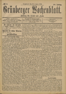 Grünberger Wochenblatt: Zeitung für Stadt und Land, No. 6. (13. Januar 1900)