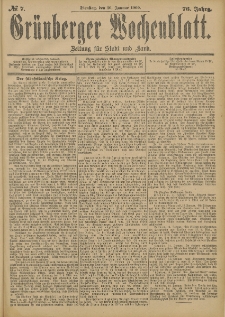 Gr&uuml;nberger Wochenblatt: Zeitung f&uuml;r Stadt und Land, No. 7. (16. Januar 1900)