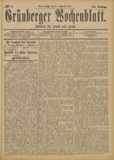Gr&uuml;nberger Wochenblatt: Zeitung f&uuml;r Stadt und Land, No. 8. (18. Januar 1900)