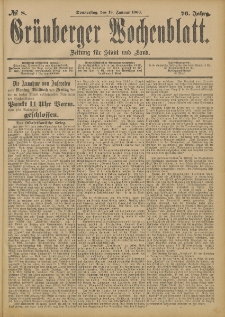 Grünberger Wochenblatt: Zeitung für Stadt und Land, No. 8. (18. Januar 1900)