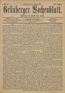 Gr&uuml;nberger Wochenblatt: Zeitung f&uuml;r Stadt und Land, No. 10. (23. Januar 1900)