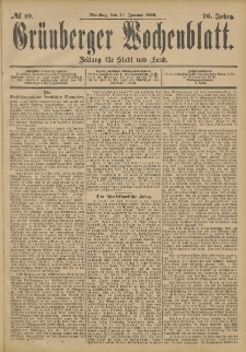 Grünberger Wochenblatt: Zeitung für Stadt und Land, No. 10. (23. Januar 1900)
