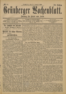 Gr&uuml;nberger Wochenblatt: Zeitung f&uuml;r Stadt und Land, No. 11. (25. Januar 1900)