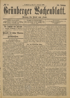 Grünberger Wochenblatt: Zeitung für Stadt und Land, No. 11. (25. Januar 1900)