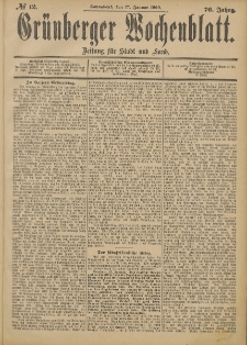 Grünberger Wochenblatt: Zeitung für Stadt und Land, No. 12. (27. Januar 1900)