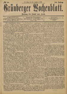 Gr&uuml;nberger Wochenblatt: Zeitung f&uuml;r Stadt und Land, No. 13. (30. Januar 1900)
