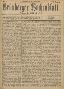 Gr&uuml;nberger Wochenblatt: Zeitung f&uuml;r Stadt und Land, No. 15. (3. Februar 1900)