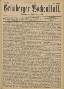 Grünberger Wochenblatt: Zeitung für Stadt und Land, No. 29. (8. März 1900)