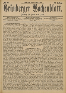 Gr&uuml;nberger Wochenblatt: Zeitung f&uuml;r Stadt und Land, No. 30. (10. M&auml;rz 1900)
