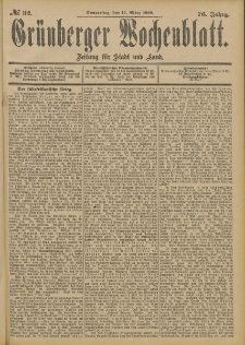 Gr&uuml;nberger Wochenblatt: Zeitung f&uuml;r Stadt und Land, No. 32. (15. M&auml;rz 1900)