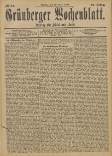Grünberger Wochenblatt: Zeitung für Stadt und Land, No. 34. (20. März 1900)