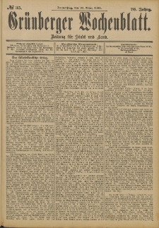 Gr&uuml;nberger Wochenblatt: Zeitung f&uuml;r Stadt und Land, No. 35. (22. M&auml;rz 1900)