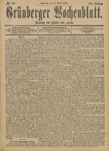 Grünberger Wochenblatt: Zeitung für Stadt und Land, No. 45. (15. April 1900)