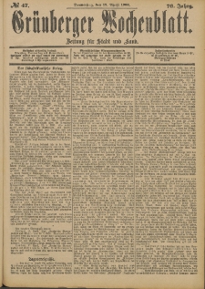 Grünberger Wochenblatt: Zeitung für Stadt und LanGrünberger Wochenblatt: Zeitung für Stadt und Land, No. 47. (18. April 1900)d, No. 46. (18. April 1900)