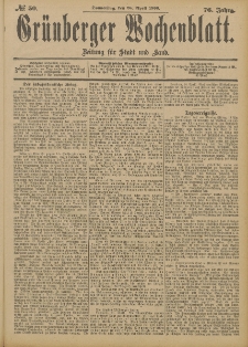 Gr&uuml;nberger Wochenblatt: Zeitung f&uuml;r Stadt und Land, No. 50. (26. April 1900)