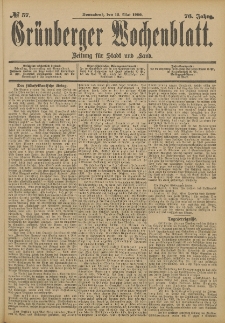 Gr&uuml;nberger Wochenblatt: Zeitung f&uuml;r Stadt und Land, No. 56. (12. Mai 1900)