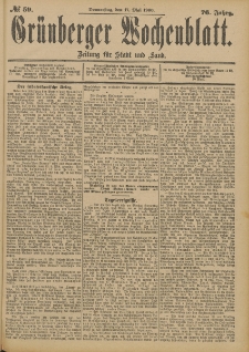 Gr&uuml;nberger Wochenblatt: Zeitung f&uuml;r Stadt und Land, No. 59. (17. Mai 1900)