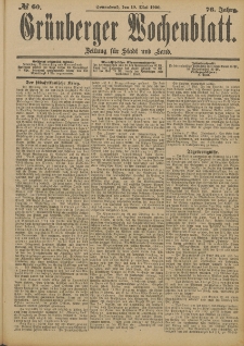 Gr&uuml;nberger Wochenblatt: Zeitung f&uuml;r Stadt und Land, No. 60. (19. Mai 1900)