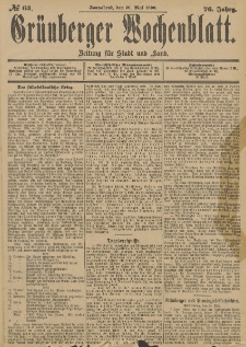 Gr&uuml;nberger Wochenblatt: Zeitung f&uuml;r Stadt und Land, No. 63. (26. Mai 1900)