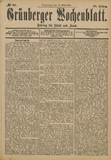 Grünberger Wochenblatt: Zeitung für Stadt und Land, No. 65. (31. Mai 1900)
