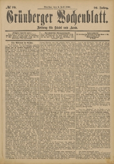 Gr&uuml;nberger Wochenblatt: Zeitung f&uuml;r Stadt und Land, No. 79. (3. Juli 1900)
