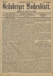Gr&uuml;nberger Wochenblatt: Zeitung f&uuml;r Stadt und Land, No. 80. (5. Juli 1900)