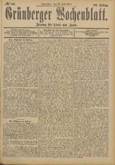 Gr&uuml;nberger Wochenblatt: Zeitung f&uuml;r Stadt und Land, No. 86. (19. Juli 1900)
