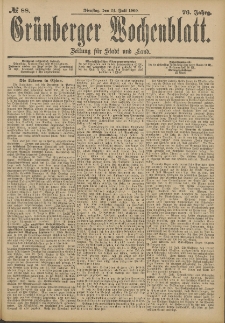 Gr&uuml;nberger Wochenblatt: Zeitung f&uuml;r Stadt und Land, No. 88. (24. Juli 1900)