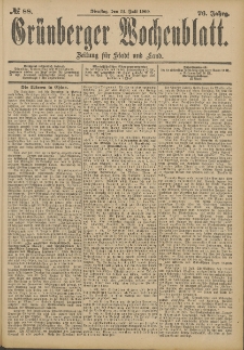 Grünberger Wochenblatt: Zeitung für Stadt und Land, No. 88. (24. Juli 1900)