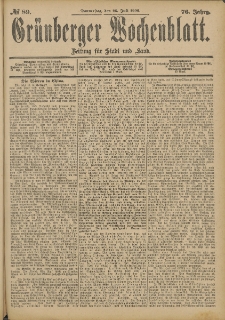 Gr&uuml;nberger Wochenblatt: Zeitung f&uuml;r Stadt und Land, No. 89. (26. Juli 1900)