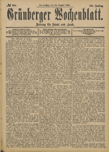 Grünberger Wochenblatt: Zeitung für Stadt und Land, No. 98. (16. August 1900)