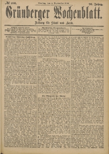 Gr&uuml;nberger Wochenblatt: Zeitung f&uuml;r Stadt und Land, No. 106. (4. September 1900)