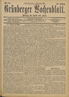 Gr&uuml;nberger Wochenblatt: Zeitung f&uuml;r Stadt und Land, No. 107. (6. September 1900)