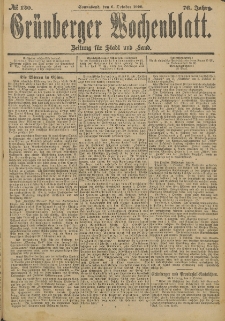Grünberger Wochenblatt: Zeitung für Stadt und Land, No. 120. (6. Oktober 1900)