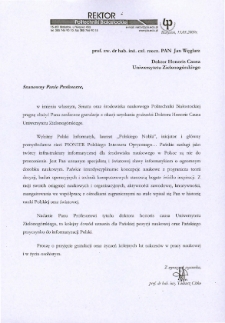 List gratulacyjny prof. Tadeusza Citko do profesora Jana Węglarza