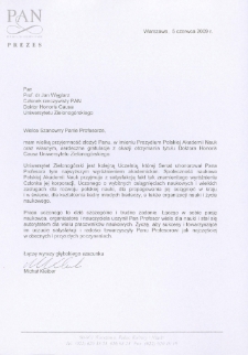 List gratulacyjny prof. Michała Kleibera do profesora Jana Węglarza