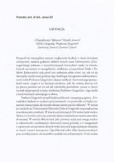 Laudacja poświęcona Panu prof. Owenowi Gingerichowi