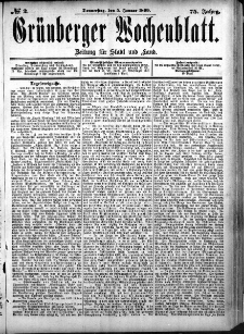 Gr&uuml;nberger Wochenblatt, No. 2. (5. Januar 1899)