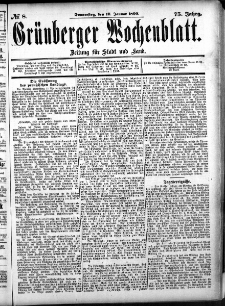 Gr&uuml;nberger Wochenblatt, No. 8. (19. Januar 1899)