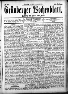 Gr&uuml;nberger Wochenblatt, No. 10. (24. Januar 1899)