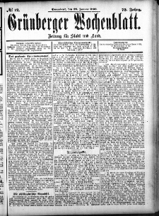 Gr&uuml;nberger Wochenblatt, No.12. (28. Januar 1899)
