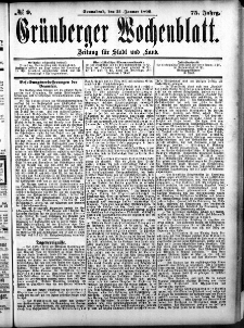 Gr&uuml;nberger Wochenblatt, No. 9. (21. Januar 1899)
